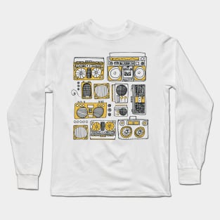 Boomboxes (Black and Yellow Ink) Long Sleeve T-Shirt